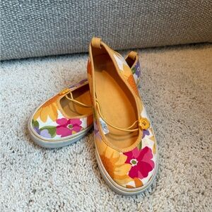 Gymboree Floral Canvas Flats - Pink, Orange, Yellow
